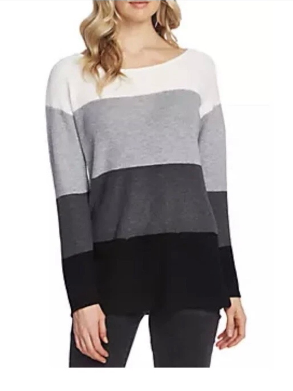 Vince Camuto Waffle Knit Color Block Pullover Size M